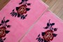 Bright Pink Floral Motif Vintage Turkish Rugs No. r5288