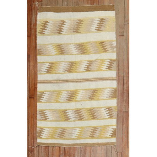 American Navajo Ivory Yellow  Blanket Rug No. j3482