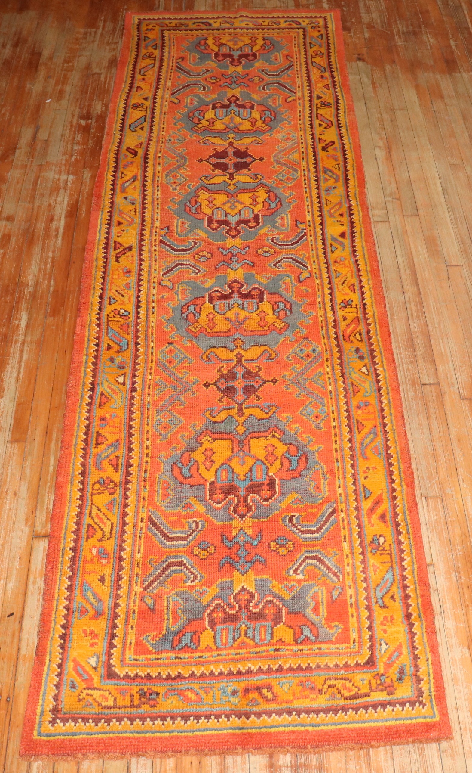 Runner Carpet, Turkish Rug, Vintage Rug, outlet Oushak Carpet, 35x89 inches Orange Carpet, Decorative Kitchen Rugs, Outdoor Corridor Rugs, 2732