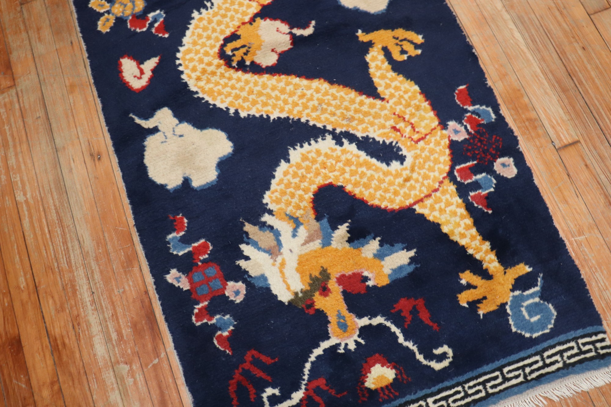 Tibetan Dragon Cushion Rug, Antique