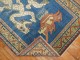 Double Dragon Blue Vintage Turkish Rug No. j1647
