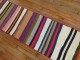 Colorful Striped Long and Narrow Kilim Runner No. j1748