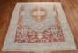 Vintage Turkish Tomato Red Blue Rug No. j2244