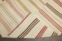 Room Size Ivory Striped Turkish Square Kilim No. j4223