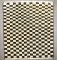 Ivory Black Checkerboard Turkish Mini Square Rug No. j4235