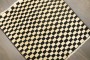 Ivory Black Checkerboard Turkish Mini Square Rug No. j4235