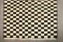 Ivory Black Checkerboard Turkish Mini Square Rug No. j4235