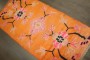 Bright Orange Floral Vintage Tibetan Rug No. j4589