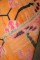 Bright Orange Floral Vintage Tibetan Rug No. j4589