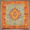Square Blue Orange Antique Oushak Rug No. j4931