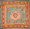 Blue Orange Old Square Oushak Rug No. j4933