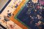 Navy Chinese Art Deco Floral Rug No. j5103