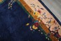 Navy Chinese Art Deco Floral Rug No. j5103