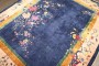 Navy Chinese Art Deco Floral Rug No. j5103