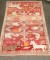 Red Floral Horse Goat Pigeon Gabbeh Vintage Rug No. j5126