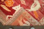 Red Floral Horse Goat Pigeon Gabbeh Vintage Rug No. j5126