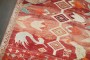 Red Floral Horse Goat Pigeon Gabbeh Vintage Rug No. j5126