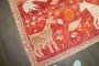 Red Floral Horse Goat Pigeon Gabbeh Vintage Rug No. j5126