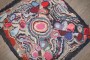 Colorful Floral American Hooked Small Square Rug No. j5169