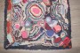Colorful Floral American Hooked Small Square Rug No. j5169