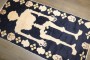 Navy Blue Pictorial Skeleton Vintage Tibetan Rug No. j5370