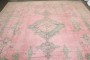 Bubble Gum Pink Square Antique Turkish Oushak Rug No. j5382