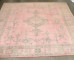 Bubble Gum Pink Square Antique Turkish Oushak Rug No. j5382