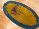 Yellow Oval Chinese Art Deco Small Rug No. r4936