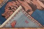Denim Blue Roaring Tiger Pictorial Turkish Rug No. r5306
