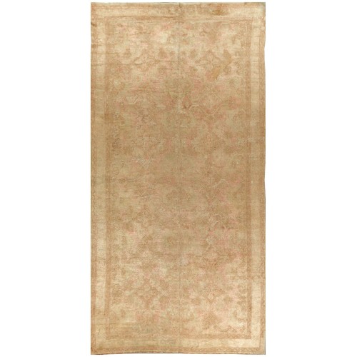 Large Pink Antique Turkish Oushak Pale Pink Rug No. 10008