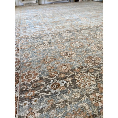 Oversize Light Blue Persian Malayer Rug No. 10435