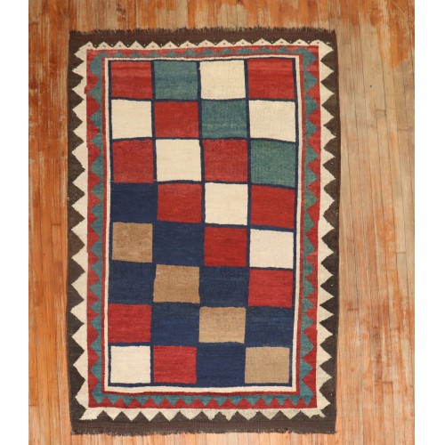 Box Pattern Persian Gabbeh Rug No. 10594