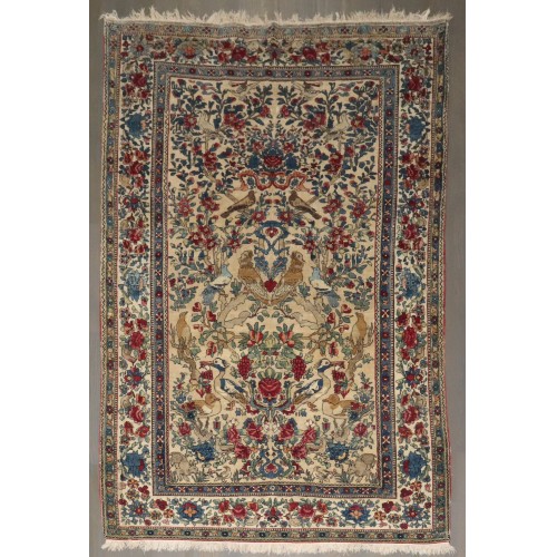 Late 19th Century Botanical Animal Persian Teheran Rug No. 10750