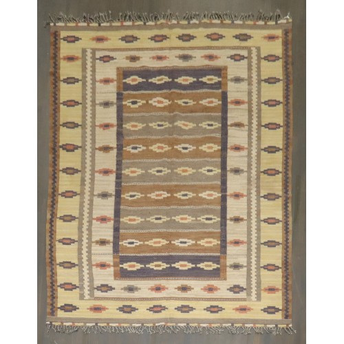 Vintage Rustic Swedish Kilim No. 10757