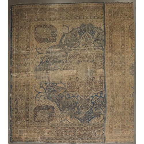 Worn Oversize Square Lavar Kerman Rug No. 10759