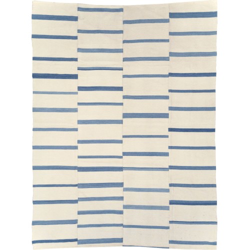 Modern White Blue Turkish Kilim No. 10762