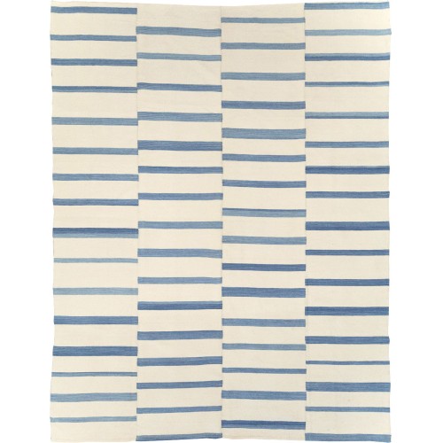 Modern White Blue Turkish Kilim No. 10763