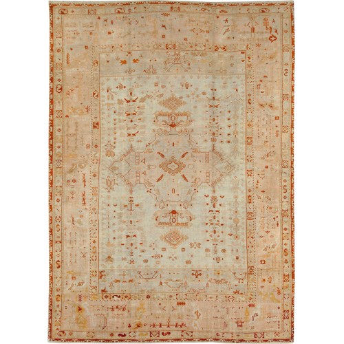 Ivory 19th Century Antique Turkish Oushak Rug No. 10821