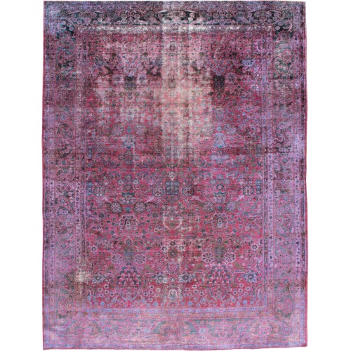 Wine Color Antique Persian Lilihan Worn Rug No. 10853