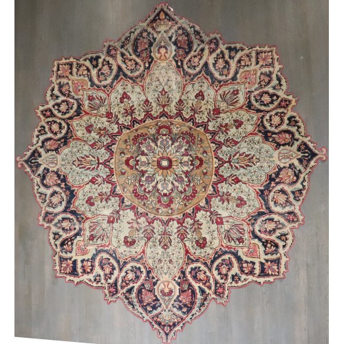 Persian Tabriz Medallion Scalloped Oval Rondel Rug No. 10875