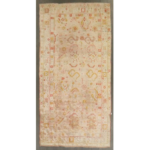 Pink Angora Wool 19th Century Oushak No. 10883