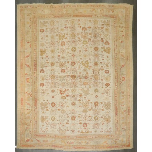 Ivory Antique Turkish Oushak Rug No. 10890