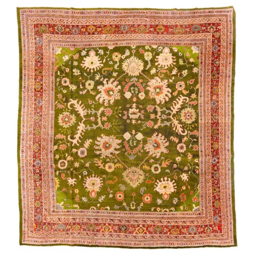 Green Square Antique Persian Mahal Rug No. 10900