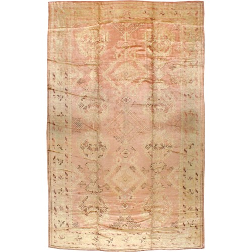 Salmon Pink Antique Oushak Carpet No. 10923