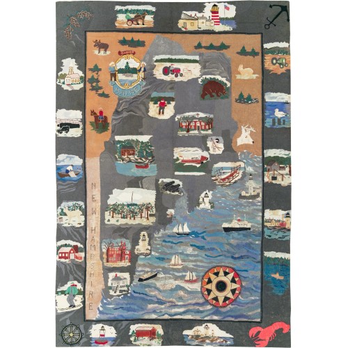Whimsical Room Size American Hooked Rug No. 10924