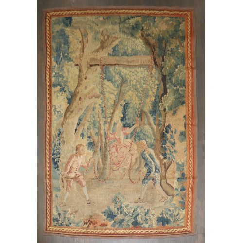 Late 18th Century Flemish Man Woman Tapestry No. 10937