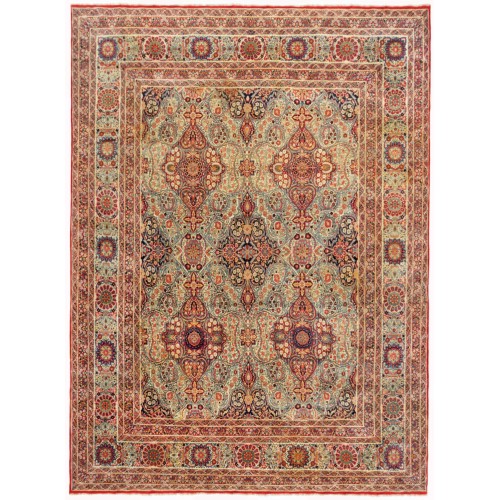 Stunning Lavar Kerman Antique Oversize Square Rug No. 10942