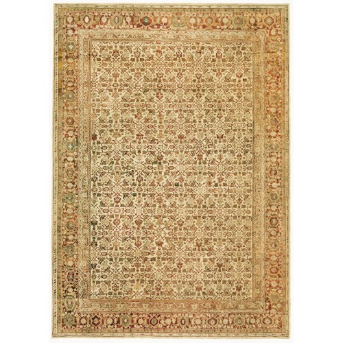 Ivory Square Oversize Herati Mahal Rug No. 10943