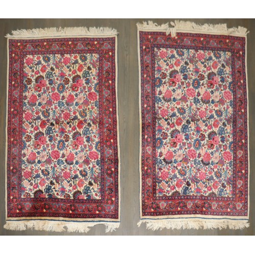 Pair of Ivory Floral Meshed Rugs No. 10951
