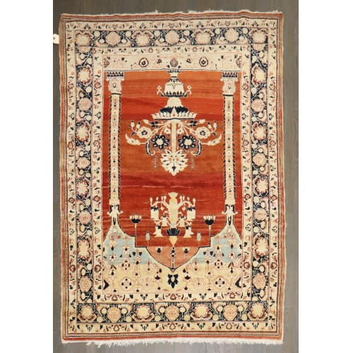 Mid 19th Century Hadji Jali Persian Tabriz Prayer Scroll Rug No. 10955